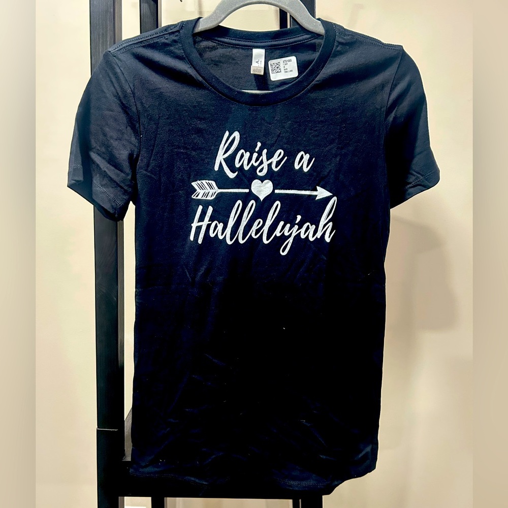 Black Graphic Tee with White Text